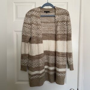 Love Ellie Women's Tan and Cream Sweater Cardigan size small